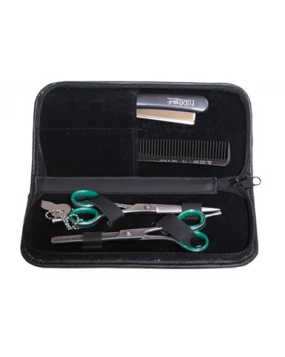 Estuche Completo Peluquero Incluye: 1 Tijera + Tijera Esculpir + Navaja + Peine